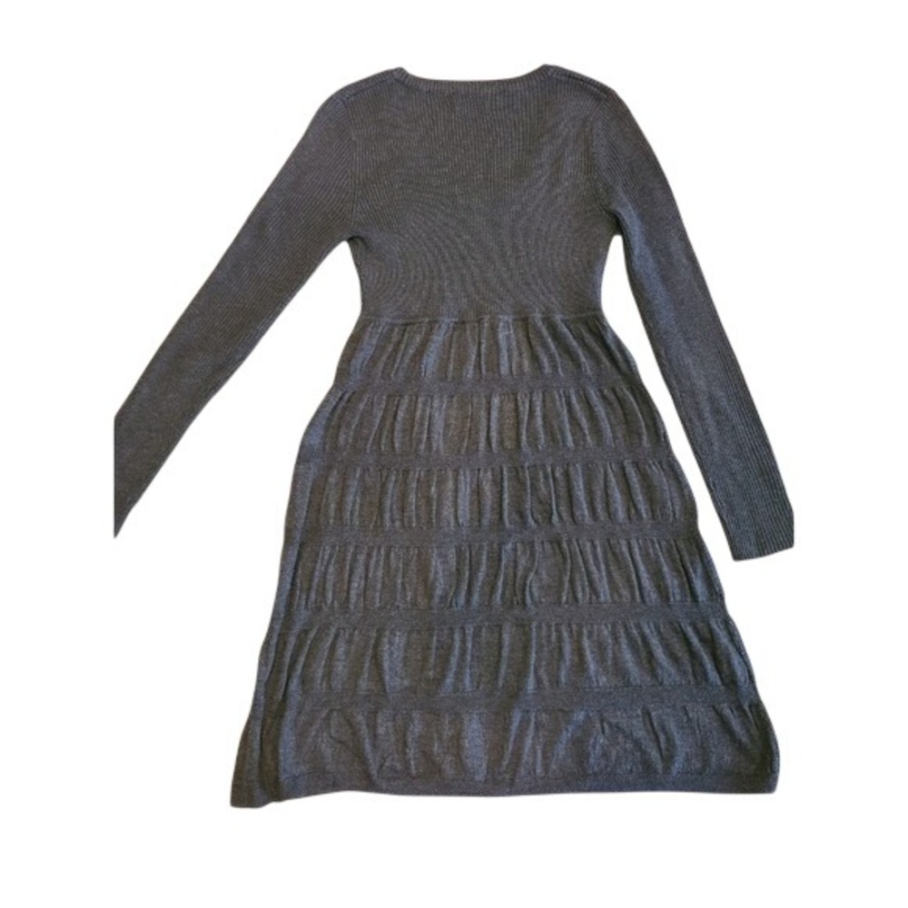 Calvin Klein Sweater Dress Tiered Ruffled Long Sleeve Charcoal Gray Size XS - Picture 3 of 5
